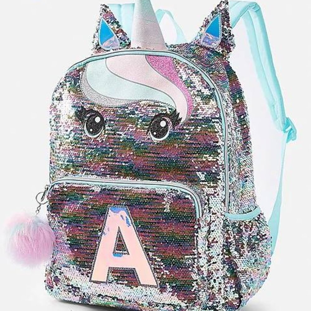 Girls Unicorn Sequins Backpack Initial Z - S - D